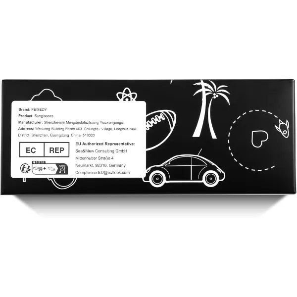 FEISEDY Retro Thick Rectangle Sunglasses Retro 90s Small Chunky Square Women Men B2307Black