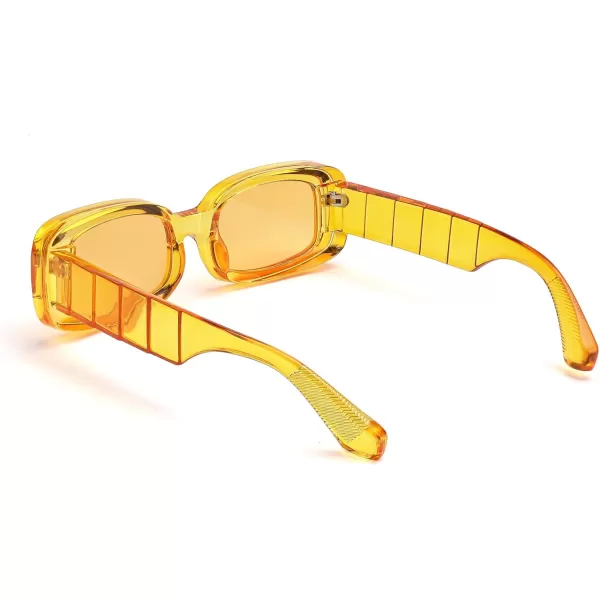 FEISEDY Retro Thick Rectangle Sunglasses Retro 90s Small Chunky Square Women Men B2307Orange