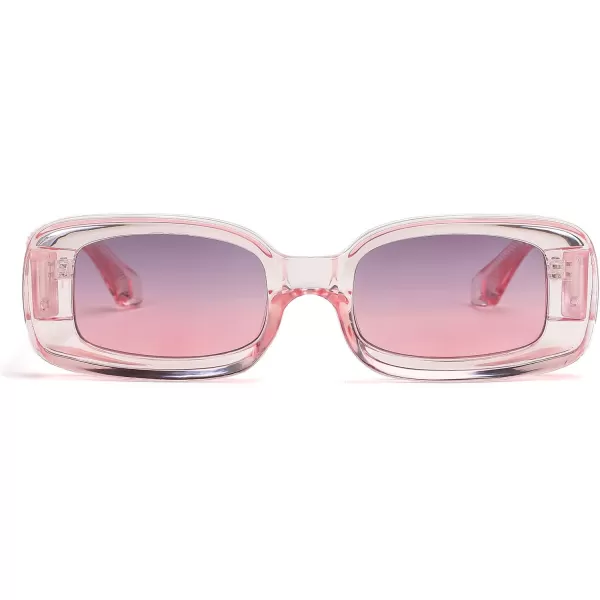 FEISEDY Retro Thick Rectangle Sunglasses Retro 90s Small Chunky Square Women Men B2307Pink