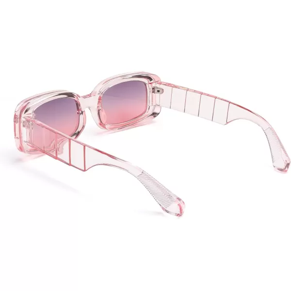 FEISEDY Retro Thick Rectangle Sunglasses Retro 90s Small Chunky Square Women Men B2307Pink