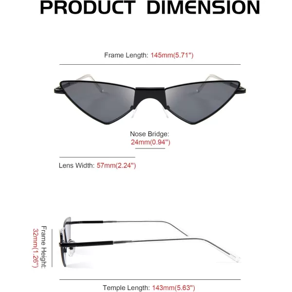 FEISEDY Small Cat Eye Sunglasses Women PUNK Party Metal ROCK Candy Color Glasses B2721Black