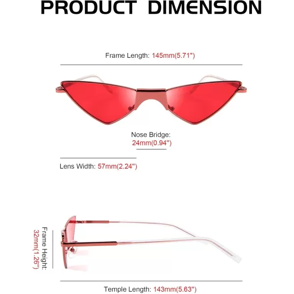 FEISEDY Small Cat Eye Sunglasses Women PUNK Party Metal ROCK Candy Color Glasses B2721Red