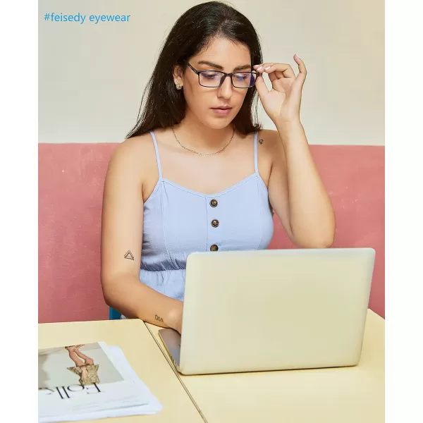 FEISEDY Square Men TR90 Frame Blue Light Blocking Reading Glasses TR90 Rectangle Men Anti Blue Light Computer Reader B9026Black