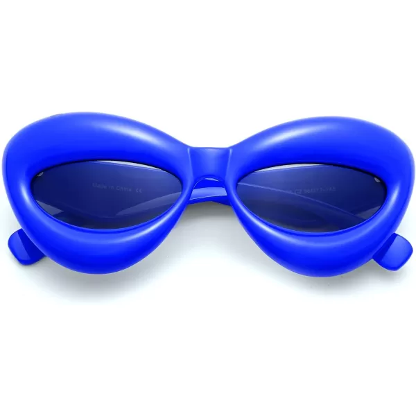 FEISEDY Sunglasses Womens Inflated Fun Lip Shape Sun Glasses Men Cat Eye Thick Frame for Festival Party B4126Blue