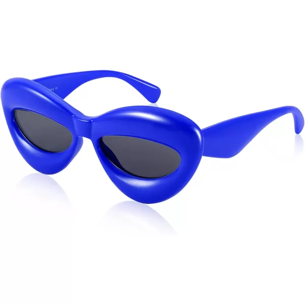 FEISEDY Sunglasses Womens Inflated Fun Lip Shape Sun Glasses Men Cat Eye Thick Frame for Festival Party B4126Blue