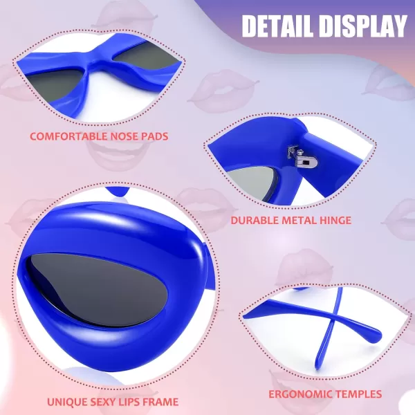 FEISEDY Sunglasses Womens Inflated Fun Lip Shape Sun Glasses Men Cat Eye Thick Frame for Festival Party B4126Blue