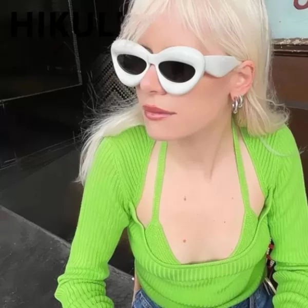 FEISEDY Sunglasses Womens Inflated Fun Lip Shape Sun Glasses Men Cat Eye Thick Frame for Festival Party B4126White