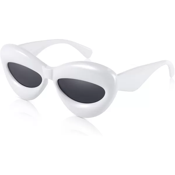 FEISEDY Sunglasses Womens Inflated Fun Lip Shape Sun Glasses Men Cat Eye Thick Frame for Festival Party B4126White