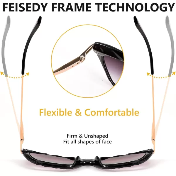FEISEDY Vintage Cat Eye Reading Sunglasses Full Lens Women Sun Reader Glasses Spring Hinges B2896Black