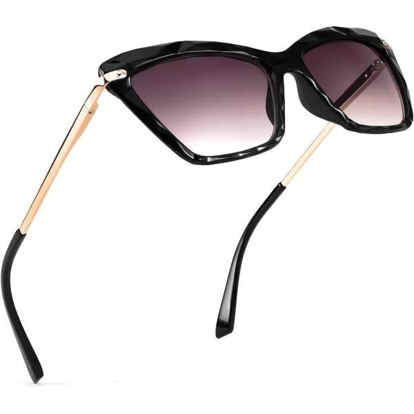 FEISEDY Vintage Cat Eye Reading Sunglasses Full Lens Women Sun Reader Glasses Spring Hinges B2896Black