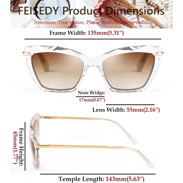 FEISEDY Vintage Cat Eye Reading Sunglasses Full Lens Women Sun Reader Glasses Spring Hinges B2896Champagne