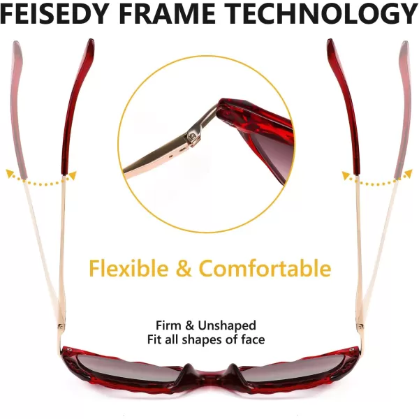 FEISEDY Vintage Cat Eye Reading Sunglasses Full Lens Women Sun Reader Glasses Spring Hinges B2896Wine