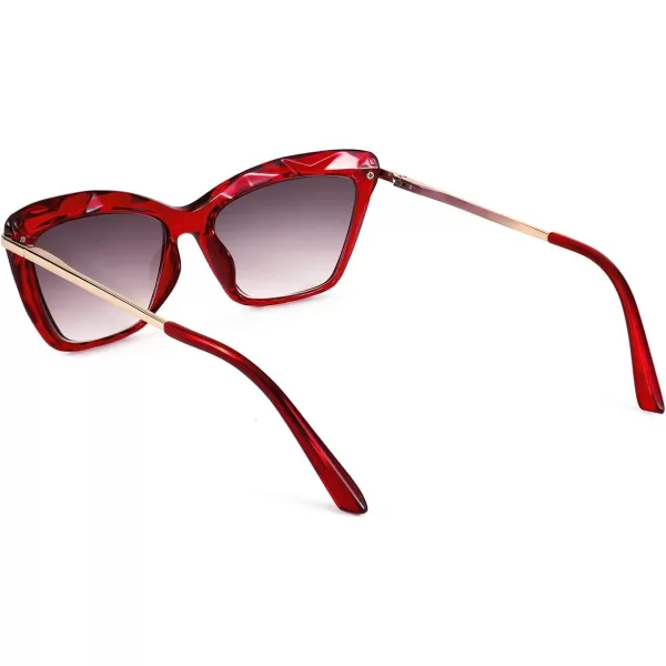 FEISEDY Vintage Cat Eye Reading Sunglasses Full Lens Women Sun Reader Glasses Spring Hinges B2896Wine