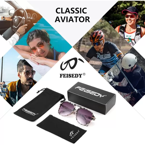 FEISEDY Vintage Retro 70s Plastic Aviator Sunglasses Women Men Classic Large Squared Frame B2751Grey Leopard