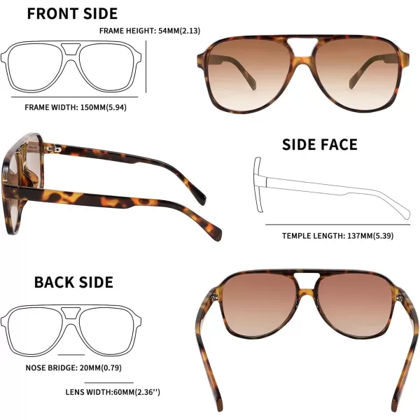 FEISEDY Vintage Retro 70s Plastic Aviator Sunglasses Women Men Classic Large Squared Frame B2751Leopard