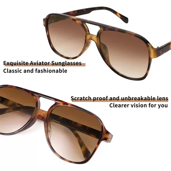 FEISEDY Vintage Retro 70s Plastic Aviator Sunglasses Women Men Classic Large Squared Frame B2751Leopard