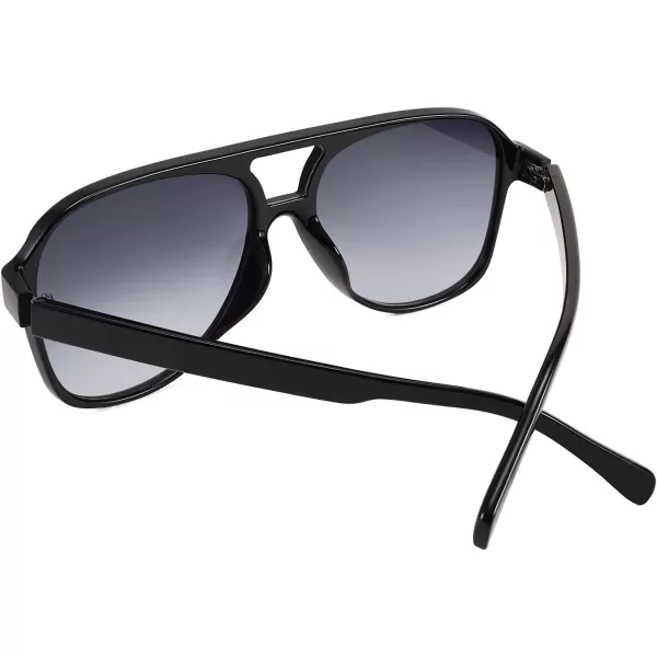 FEISEDY Vintage Retro 70s Plastic Aviator Sunglasses Women Men Classic Large Squared Frame B2751Polarized Black Frame