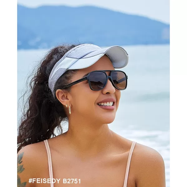 FEISEDY Vintage Retro 70s Plastic Aviator Sunglasses Women Men Classic Large Squared Frame B2751Polarized Black Frame Brown Lens