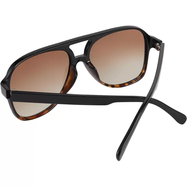 FEISEDY Vintage Retro 70s Plastic Aviator Sunglasses Women Men Classic Large Squared Frame B2751Polarized Blackleopard Frame