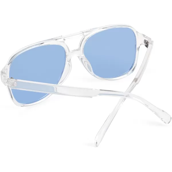 FEISEDY Vintage Retro 70s Plastic Aviator Sunglasses Women Men Classic Large Squared Frame B2751Polarized Clear Frame