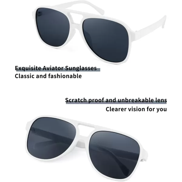 FEISEDY Vintage Retro 70s Plastic Aviator Sunglasses Women Men Classic Large Squared Frame B2751White Frame