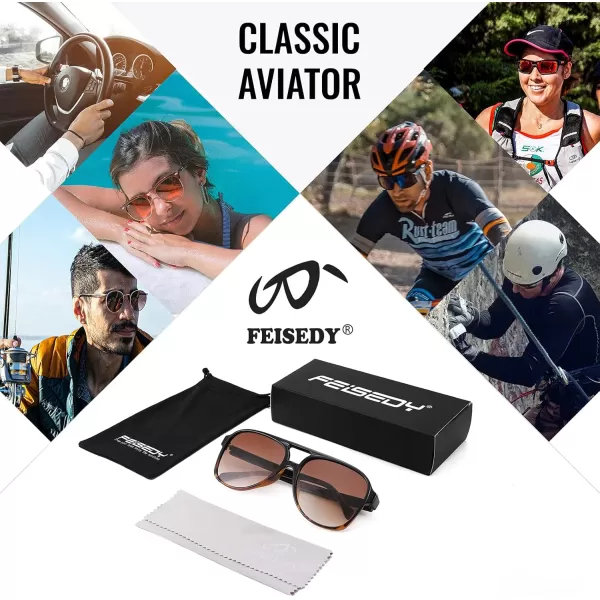 FEISEDY Vintage Retro 70s Plastic Aviator Sunglasses Women Men Classic Large Squared Frame B2751White Frame