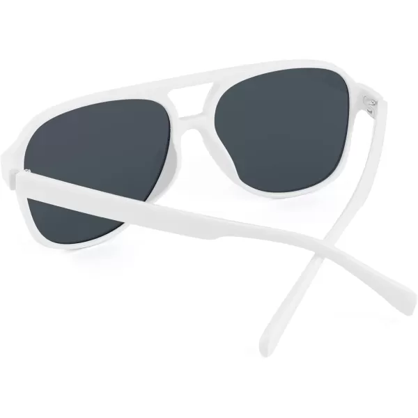 FEISEDY Vintage Retro 70s Plastic Aviator Sunglasses Women Men Classic Large Squared Frame B2751White Frame