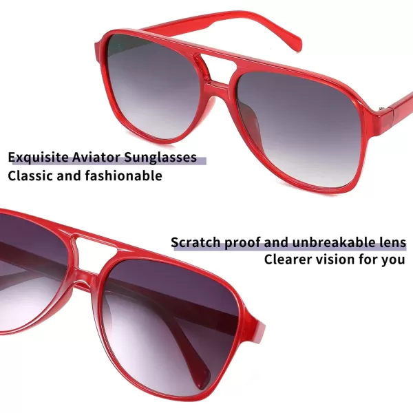 FEISEDY Vintage Retro 70s Plastic Aviator Sunglasses Women Men Classic Large Squared Frame B2751Wine