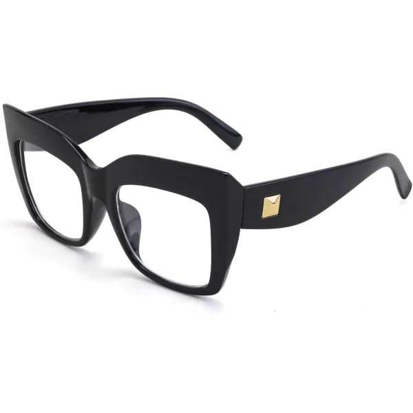 FEISEDY Womens Square Oversized Blue Light Filtering Reading Glasses B2627Black