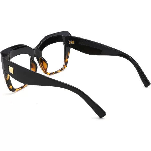 FEISEDY Womens Square Oversized Blue Light Filtering Reading Glasses B2627Blackleopard