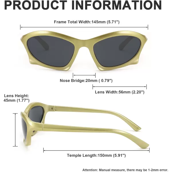 FEISEDY Wrap Around Fashion Sunglasses for Women Men Vintage Trendy Y2K Sunglasses Cool Bat Sport Sun Glasses B2335002 Yellow FrameGray Lens