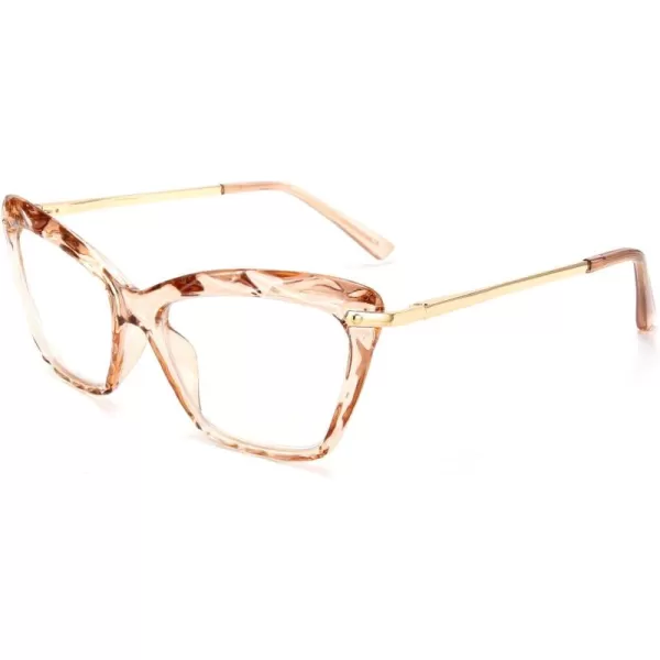 FEISEDY Crystal Cat Eye Reading Glasses Blue Light Blocking Reader Anti Eyestrain Glasses B2596 Champagne 200xChampagne