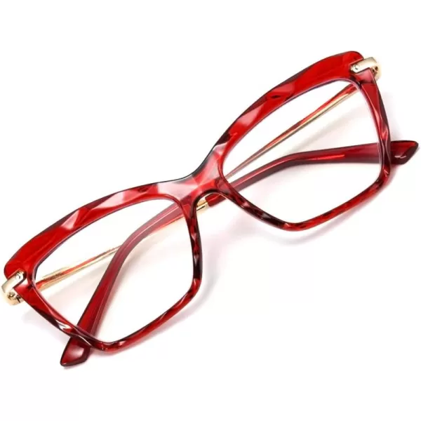 FEISEDY Crystal Cat Eye Reading Glasses Blue Light Blocking Reader Anti Eyestrain Glasses B2596 Champagne 200xWine