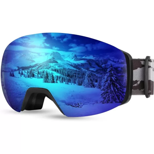 FEISEDY Magnetic Ski Goggles for Men Women Youth Frameless Snow Goggles 100 UV Protection Snowboard Goggles B0020002 Revoblue Vlt 16