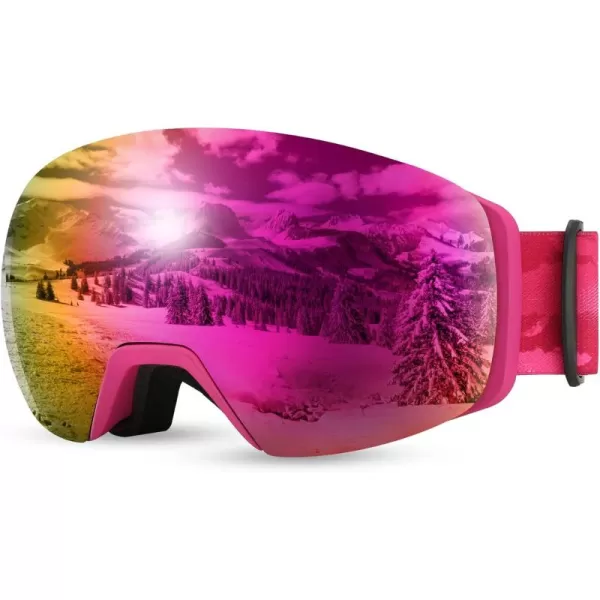 FEISEDY Magnetic Ski Goggles for Men Women Youth Frameless Snow Goggles 100 UV Protection Snowboard Goggles B0020003 Revopurple Vlt 18