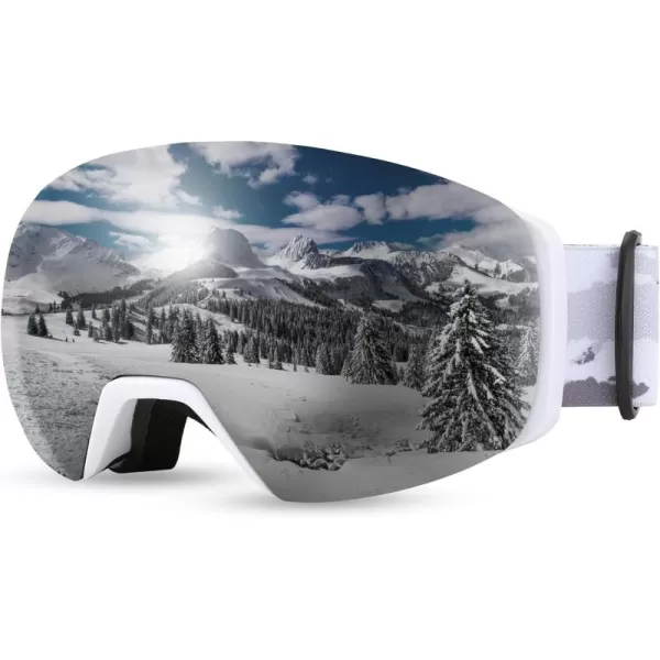 FEISEDY Magnetic Ski Goggles for Men Women Youth Frameless Snow Goggles 100 UV Protection Snowboard Goggles B0020Revowhite Vlt 13