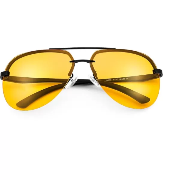 FEISEDY Night Driving Glasses Night Vision Aviator Anti Glare Eyewear for Men Women B2294Rimlessyellow