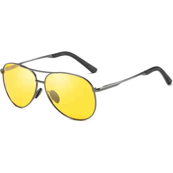 FEISEDY Night Driving Glasses Night Vision Aviator Anti Glare Eyewear for Men Women B2294Yellow