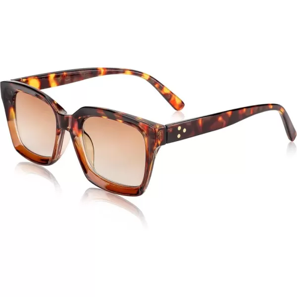 FEISEDY Reader Sunglasses for Women Men Square Tinted Reading Glasses B2895Leopard Frame  Gradual Tea Lens