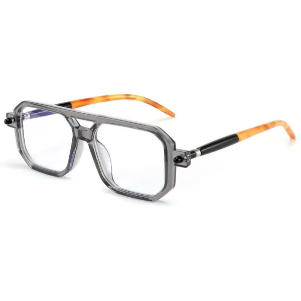 FEISEDY Reading Glasses Vintage Square Blue Light Blocking Glasses Women Men 70s Flat Aviator Glasses B0090Grey