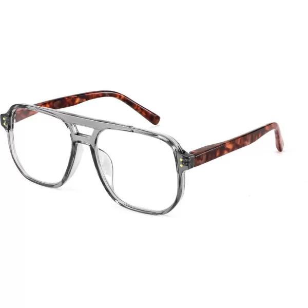 FEISEDY Retro Aviator Reading Glasses Women Men Blue Light Blocking Reader Plastic Lightweight Frame B0071Transparent Grey Frame