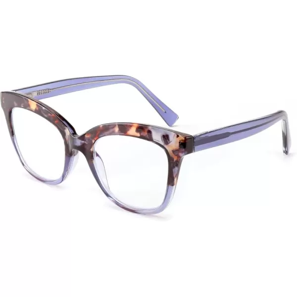 FEISEDY Retro Square Reading Glasses Anti Glare Digital Blue Light Blocking Eyestrain for Women Reader B0058Blue Leopard