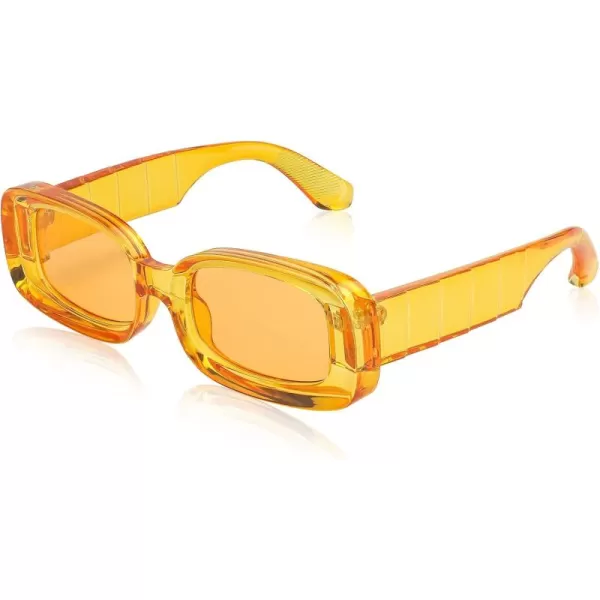 FEISEDY Retro Thick Rectangle Sunglasses Retro 90s Small Chunky Square Women Men B2307Orange