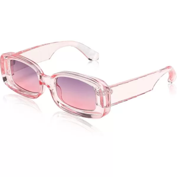 FEISEDY Retro Thick Rectangle Sunglasses Retro 90s Small Chunky Square Women Men B2307Pink