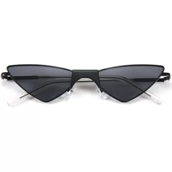 FEISEDY Small Cat Eye Sunglasses Women PUNK Party Metal ROCK Candy Color Glasses B2721Black