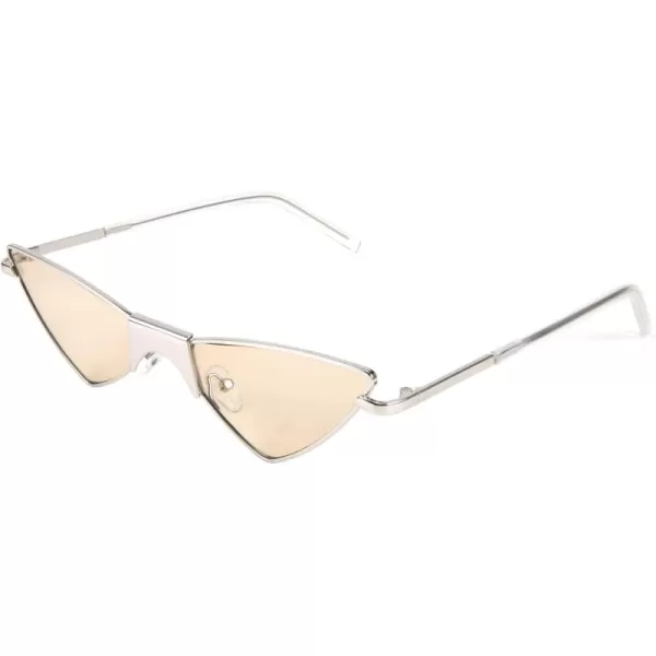 FEISEDY Small Cat Eye Sunglasses Women PUNK Party Metal ROCK Candy Color Glasses B2721Light Brown