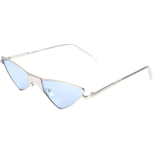 FEISEDY Small Cat Eye Sunglasses Women PUNK Party Metal ROCK Candy Color Glasses B2721Sky Blue