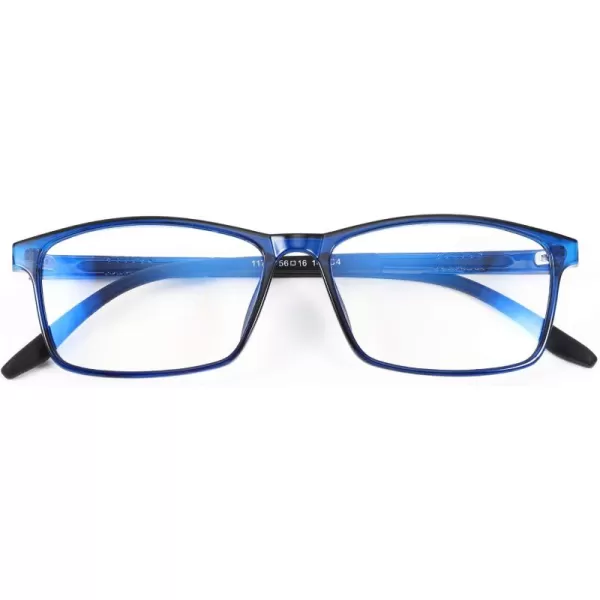 FEISEDY Square Men TR90 Frame Blue Light Blocking Reading Glasses TR90 Rectangle Men Anti Blue Light Computer Reader B9026Crystal Blue