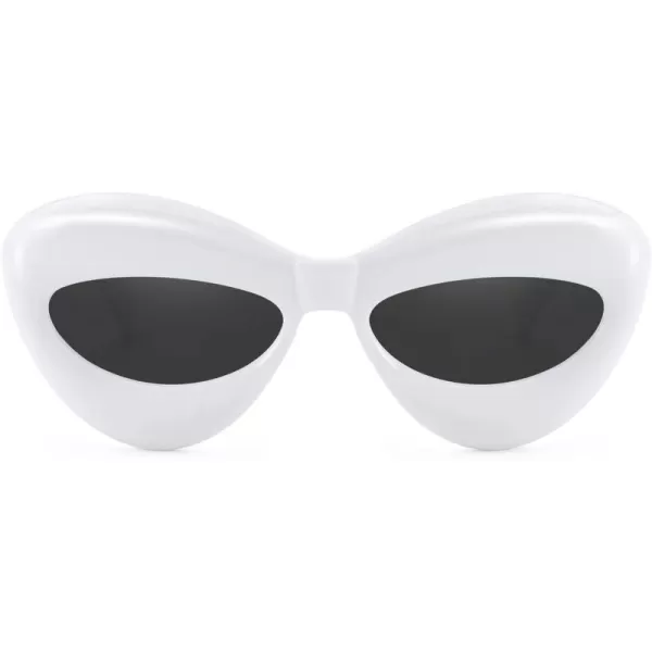 FEISEDY Sunglasses Womens Inflated Fun Lip Shape Sun Glasses Men Cat Eye Thick Frame for Festival Party B4126White