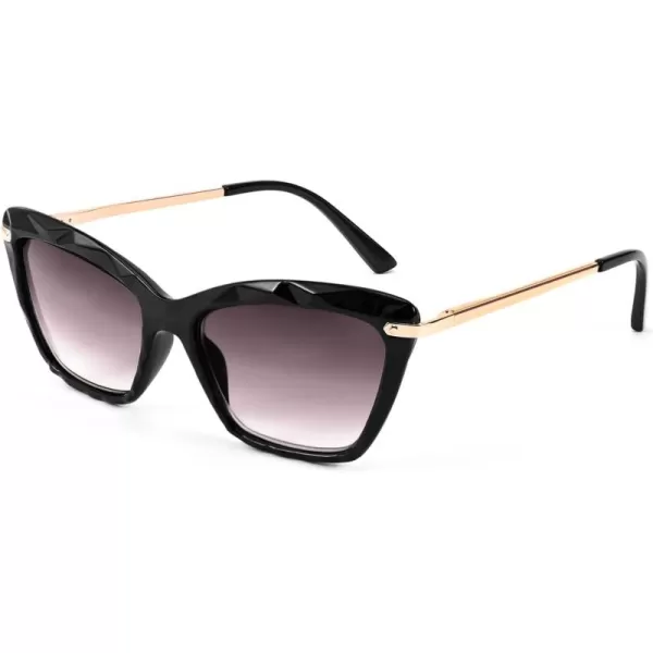 FEISEDY Vintage Cat Eye Reading Sunglasses Full Lens Women Sun Reader Glasses Spring Hinges B2896Black